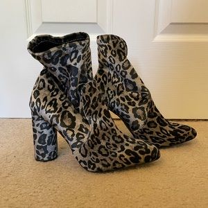 Velvet Leopard Print Sock Booties